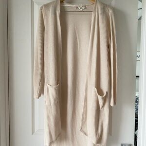 Pink Rose Beige Open-Front Cardigan